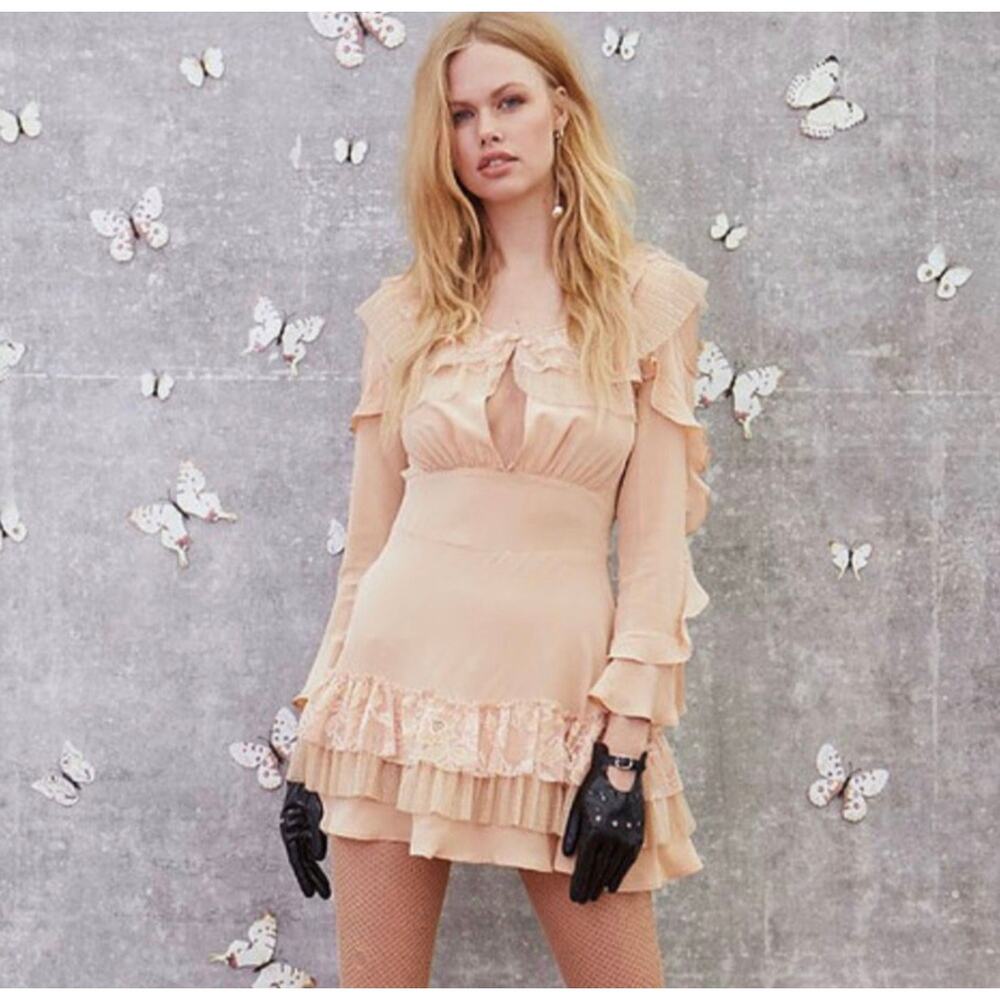 For Love And Lemons Claire Pleated Ruffle Dress